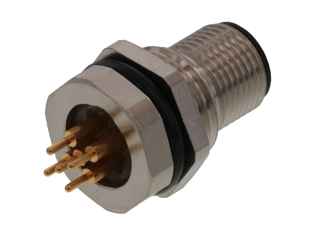MOLEX 1200700235 Micro-Change (M12) Receptacle, 5 Poles, M16x1.5 Mounting Threads, PCB Pin