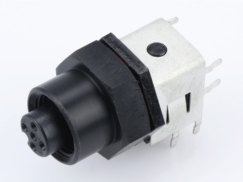 MOLEX 1200700240 Micro-Change (M12) PCB Mounting Receptacle, 5 Poles, Female, 90° Angle