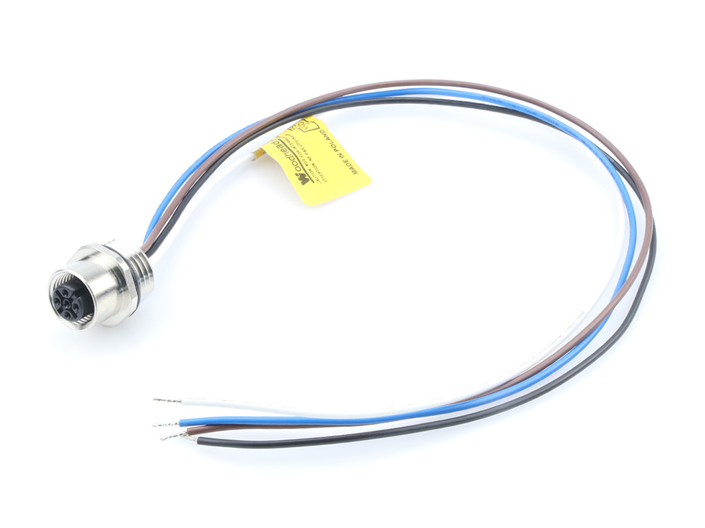 MOLEX 1200705205 Micro-Change (M12) Receptacle, 4 Poles, PG9 Mounting Threads, Female (Straight) to 0.34mm² PVC Leads, 0.30m (11.81") Length