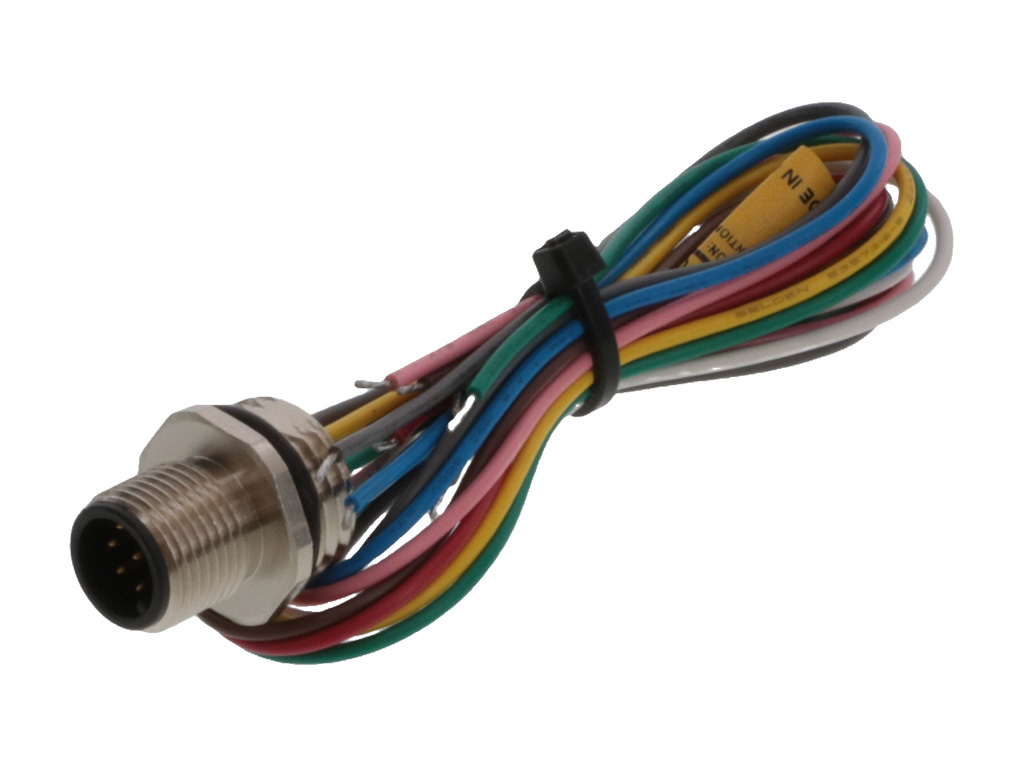 MOLEX 1200705209 Micro-Change (M12) Receptacle, 8 Pole, PG9 Mounting Threads, Male (Straight) to 0.25mm² PVC Leads, 0.30m (11.81") Length