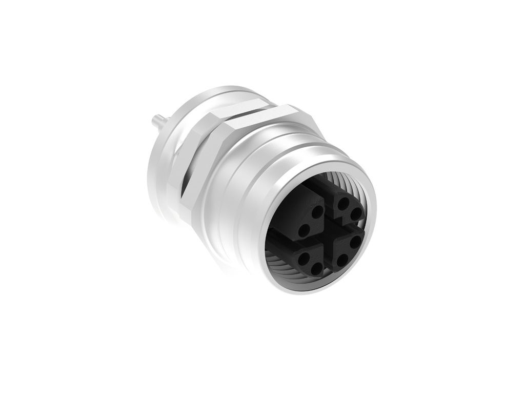 MOLEX 1203410075 Micro-Change (M12) CAT6A Front Panel-Mount Receptacle, 8 Poles, X-Coded, Female (Straight), 0.0185m (.728") Length