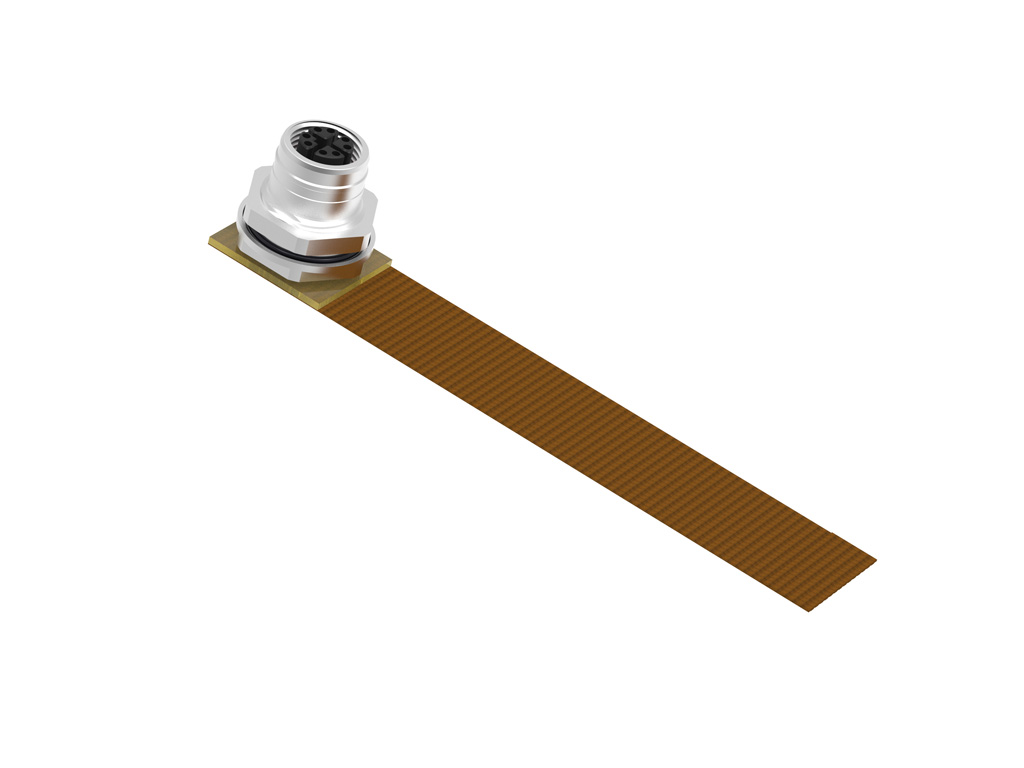MOLEX 1203410260 Micro-Change (M12) CAT6A Receptacle, 8 Poles, X-Coded, Female (Straight) to FCP Pigtail, 0.10m (4.00") Length