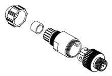 MOLEX 1300340008 Micro-Change (M12) Drop Connector, Threaded, Single Keyway, Straight Male 5 Poles