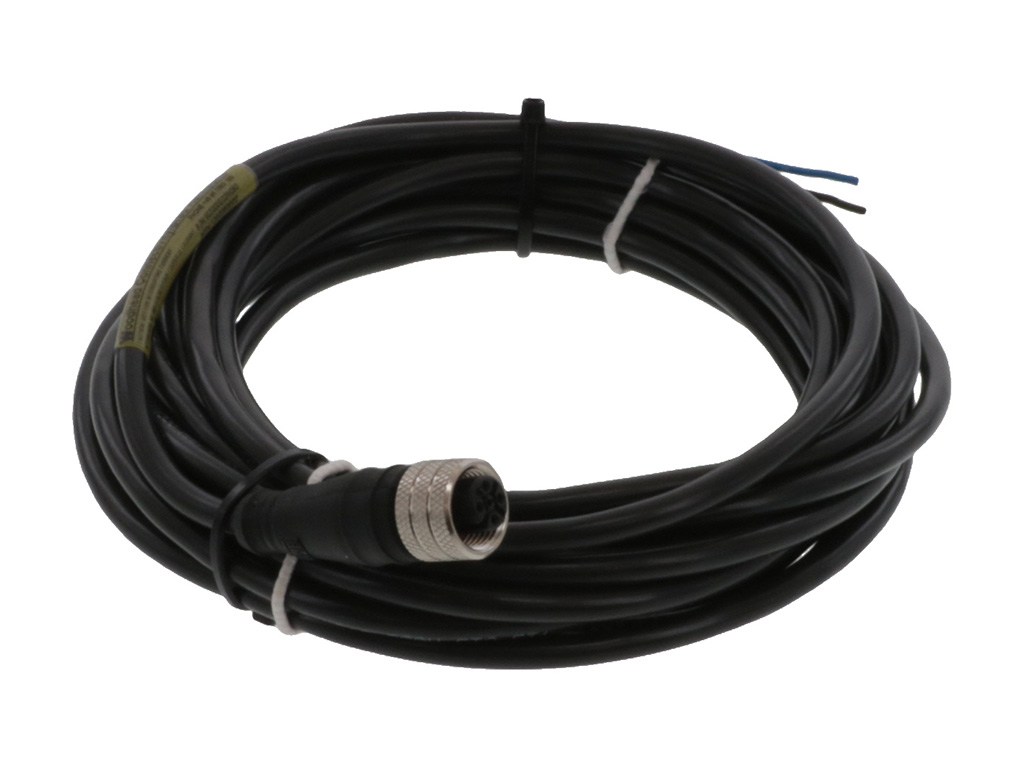 MOLEX 1200060015 Micro-Change (M12) Single-Ended Cordset, 4 Poles, Female (Straight) to Pigtail, 0.34mm² Black PVC Cable, 5.0m (16.40') Length