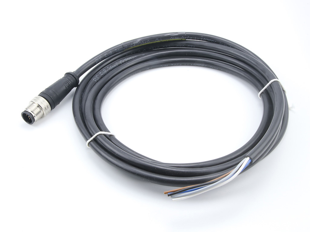 MOLEX 1200061345 Micro-Change (M12) Single-Ended Cordset, 5 Poles, Male (Straight) to Pigtail, 0.34mm² Black PVC Cable, 5.0m (16.40') Length