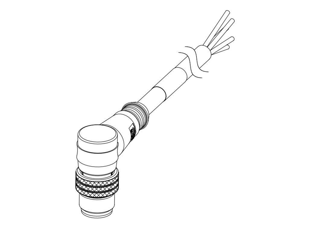 MOLEX 1200061975 Micro-Change (M12) Single-Ended Cordset, 4 Poles, Male (90°) to Pigtail, 0.34mm² Black PVC Cable, 2.0m (6.56') Length