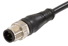 MOLEX 1200652276 Micro-Change (M12) Single-Ended Cordset with Knurled Hexnut, 4 Poles, Male (Straight) to Pigtail, 22 AWG, Black TPU WSOR Cable, 2.0m (6.56') Length