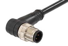 MOLEX 1200652284 Micro-Change (M12) Single-Ended Cordset with Knurled Hexnut, 3 Poles, Male (90°) to Pigtail, 22 AWG, Black TPU WSOR Cable, 2.0m (6.56') Length