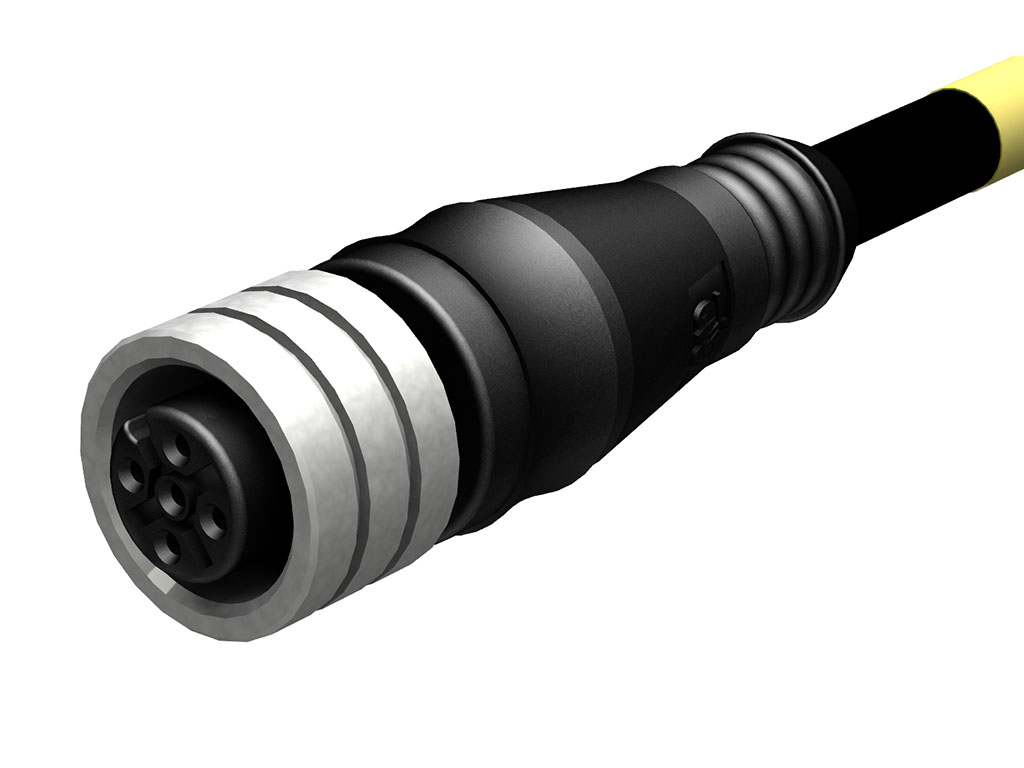 MOLEX 1200658636 Micro-Change (M12) Single-Ended Cordset, 3 Poles, Female (Straight) to Pigtail, PUR LS0H Cable, 1.0m (3.28') Length