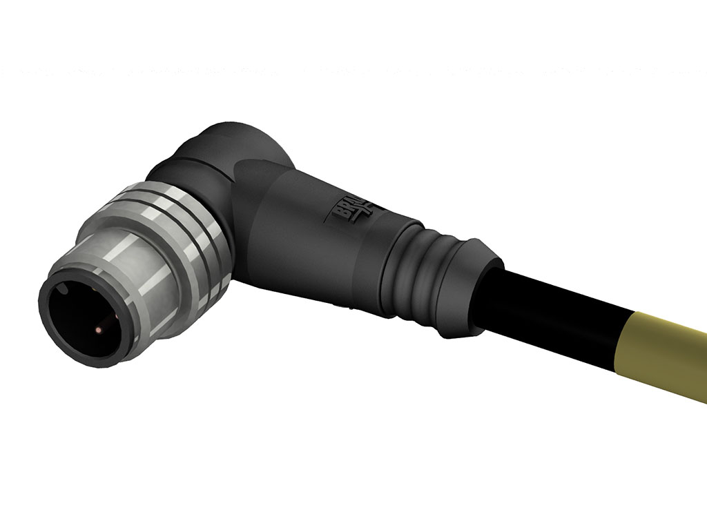 MOLEX 1200658720 Micro-Change (M12) Single-Ended Cordset, 3 Poles, Male (90°) to Pigtail, 0.34mm3 PUR LS0H Cable, 1.0m (3.28') Length