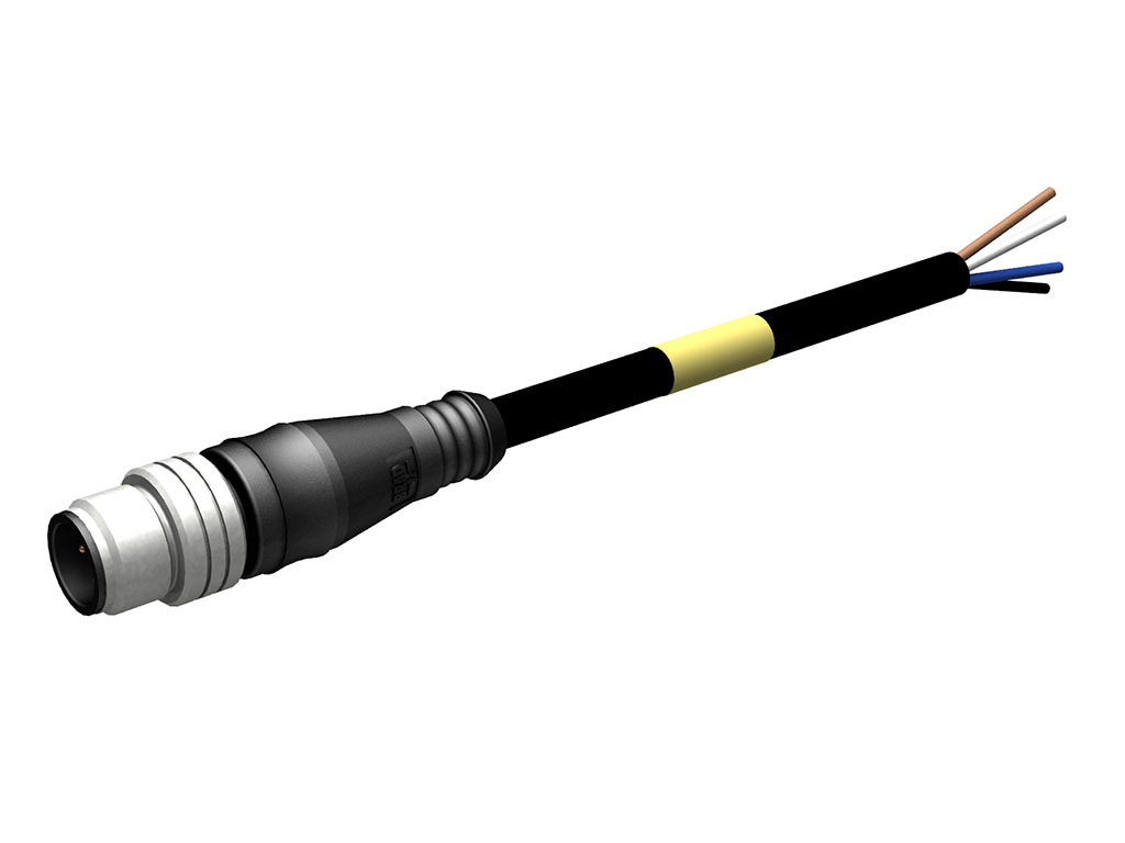 MOLEX 1200658727 Micro-Change (M12) Single-Ended Cordset, 4 Poles, Male (Straight) to Pigtail, 0.34mm3 PUR LS0H Cable, 1.0m (3.28') Length