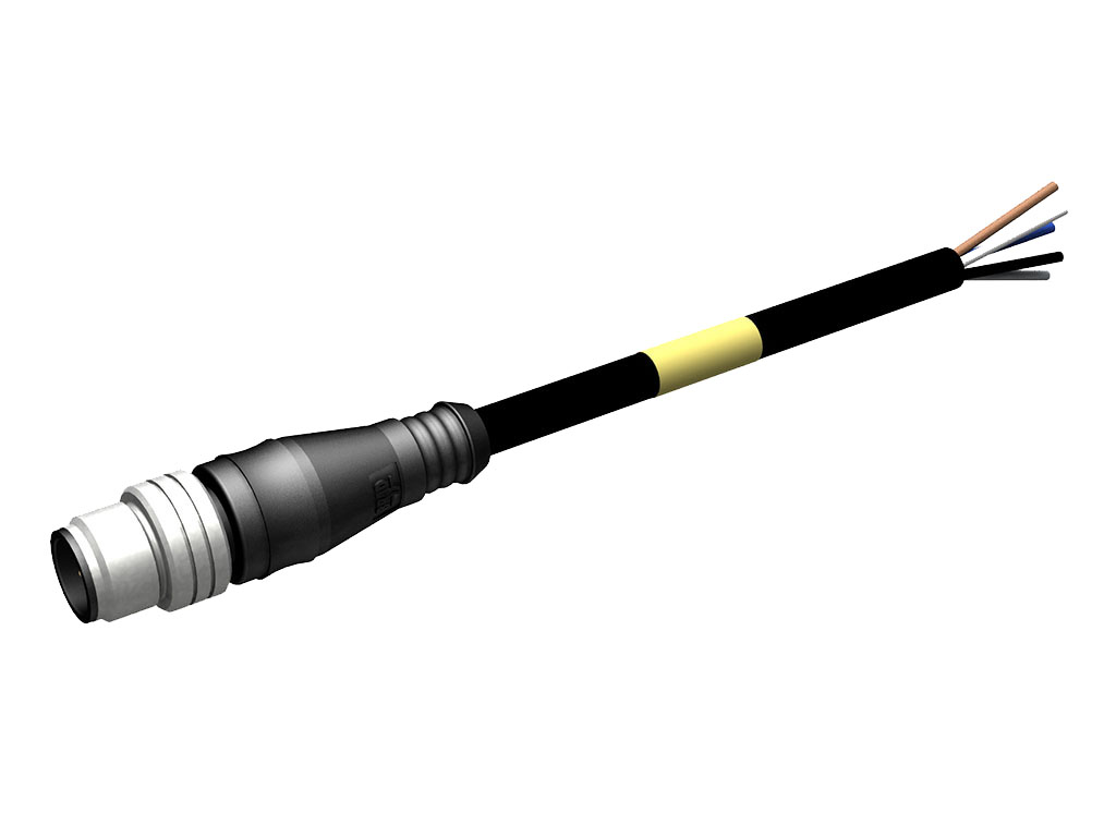 MOLEX 1200658741 Micro-Change (M12) Single-Ended Cordset, 5 Poles, Male (Straight) to Pigtail, 0.34mm3 PUR LS0H Cable, 1.0m (3.28') Length