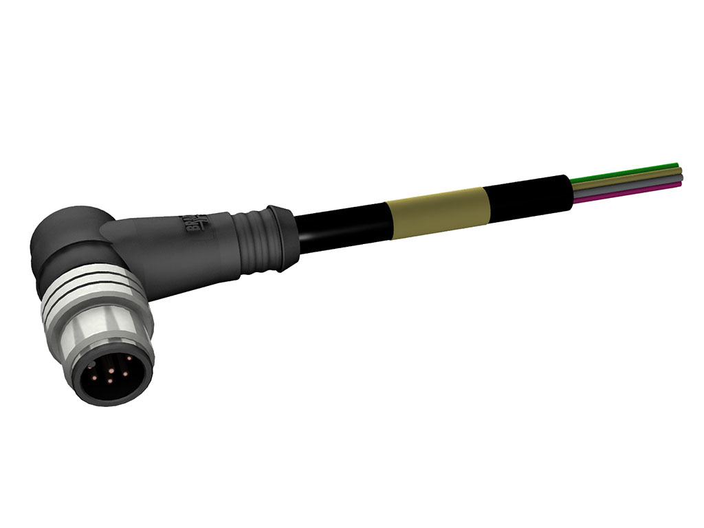 MOLEX 1200658757 Micro-Change (M12) Single-Ended Cordset, 8 Poles, Male (90°) to Pigtail, 0.25mm² PUR LSOH Cable, 2.0m (6.56') Length