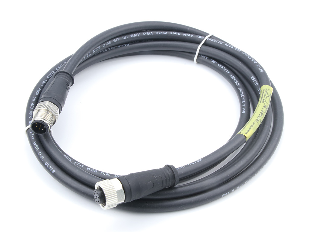 [1200668897] MOLEX 1200668897 Micro-Change (M12) Double-Ended Cordset with Knurled Hexnut, 8 Poles, Male (Straight) to Female (Straight), 24 AWG, Black TPU WSOR Cable, 2.0m (6.56') Length