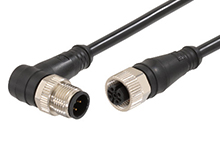 MOLEX 1200668919 Micro-Change (M12) Double-Ended Cordset with Knurled Hexnut, 3 Poles, Female (Straight) to Male (90°), 22 AWG, Unshielded WSOR Cable, 1.0m (3.28') Length