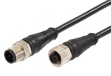 MOLEX 1200698656 Micro-Change (M12) Double-Ended Cordset with Knurled Hexnut, 5 Poles, Female (Straight) to Male (Straight), 22 AWG, Shielded WSOR Cable, 3.0m (9.84') Length