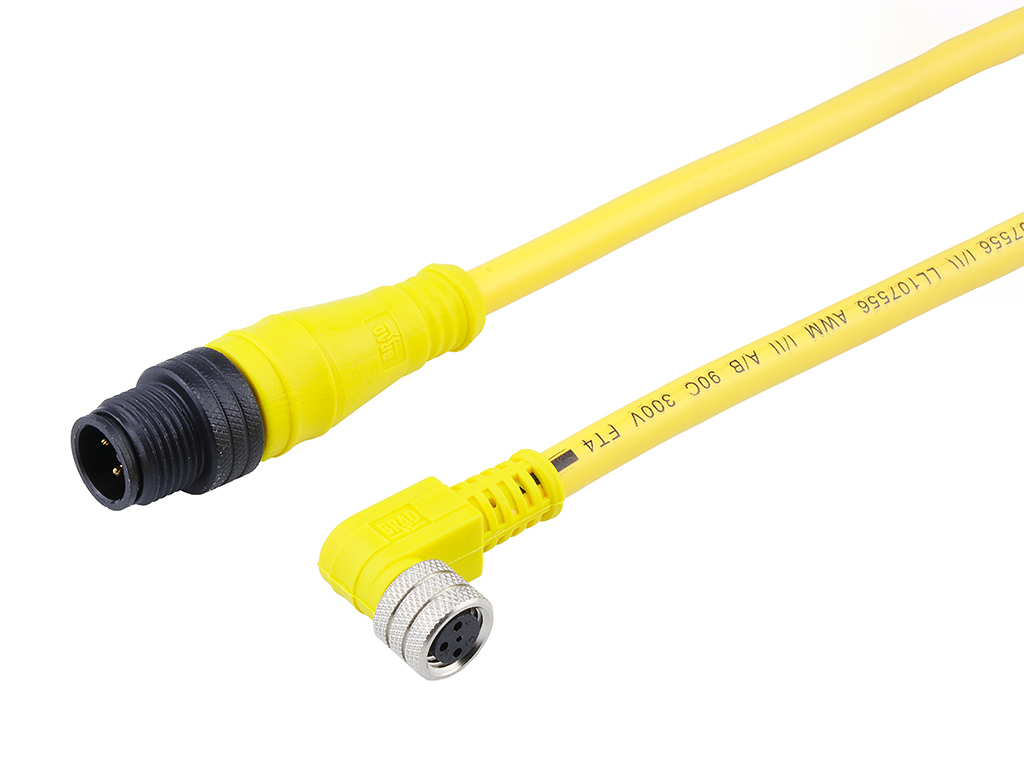 MOLEX 1200878425 Nano-Change (M8) to Micro-Change (M12) Double-Ended Cordset, 3 Poles, Female (90°) to Male (Straight), 0.25mm² PVC Cable, 5.0m (16.40') Length