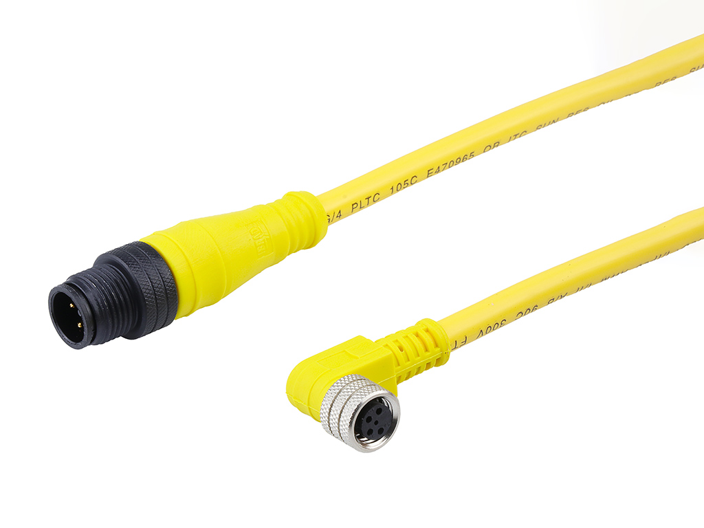 MOLEX 1200878477 Nano-Change (M8) to Micro-Change (M12) Double-Ended Cordset, 4 Poles, Female (90°) to Male (Straight), 0.25mm² PVC Cable, 0.60m (1.97') Length