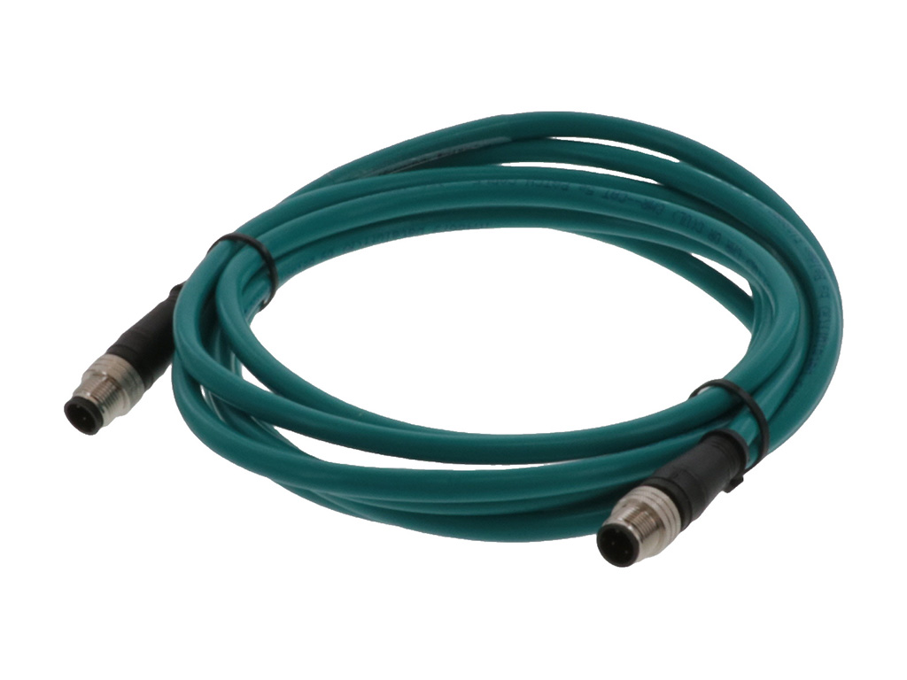 MOLEX 1201080027 Micro-Change (M12) Double-Ended Cordset, 4 Poles, D-Coded, Male (Straight) to Male (Straight), 24 AWG, Teal PVC Cable, 3.0m (9.84') Length