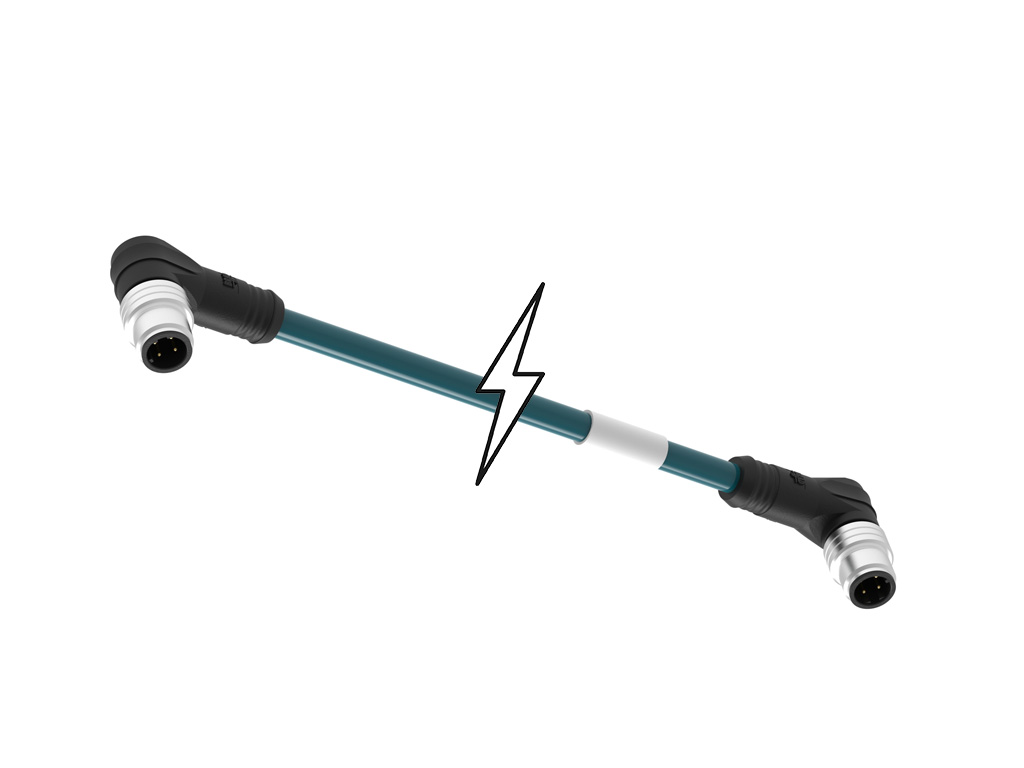 MOLEX 1201080040 Micro-Change (M12) Double-Ended Cordset, 4 Poles, D-Coded, Male (90°) to Male (90°), 26 AWG, PVC Cable, 8.0m (26.25') Length