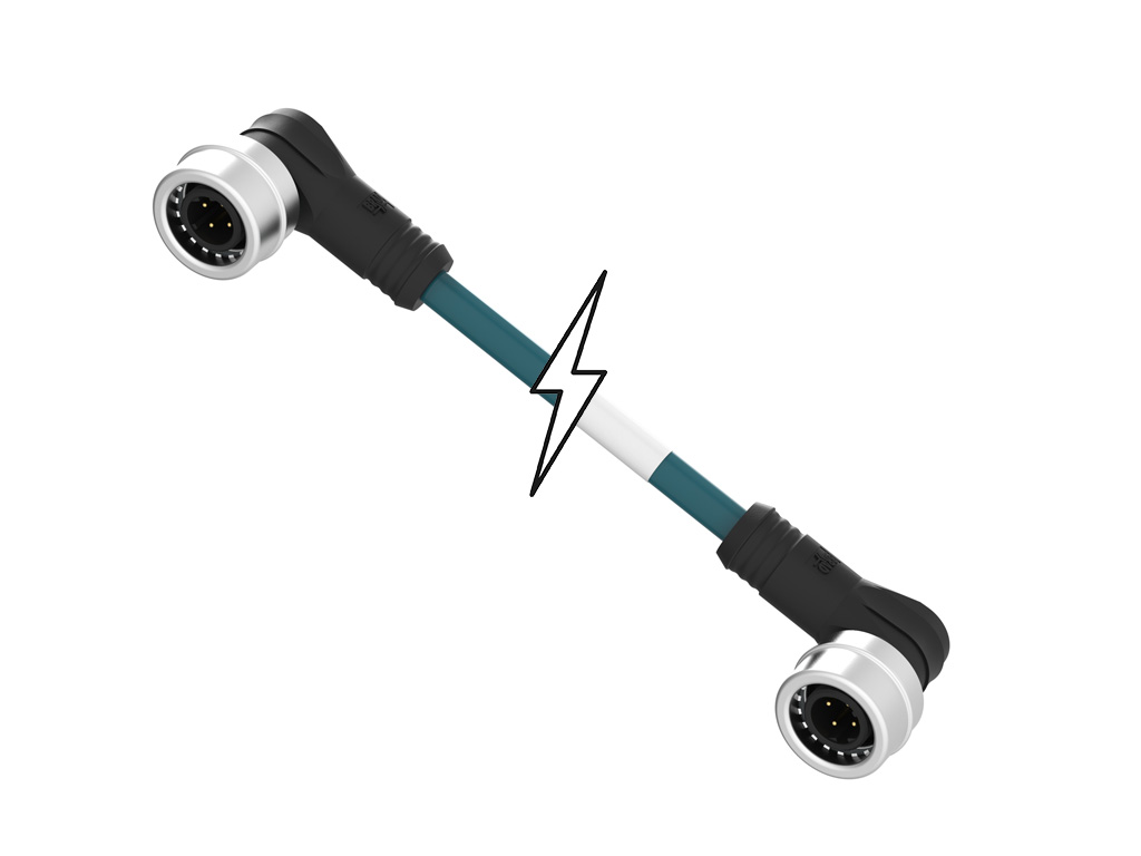 MOLEX 1201080082 Micro-Change (M12) to Ultra-Lock (M12) Double-Ended Cordset, 4 Poles, D-Coded, Male (90°) to Male (90°), 24 AWG, Unshielded PVC Cable, 1.0m (3.28') Length