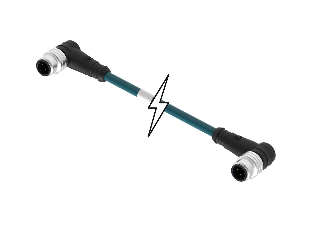 MOLEX 1201080167 Micro-Change (M12) Double-Ended Cordset, 4 Poles, D-Coded, Male (90°) to Male (90°), 24 AWG, Teal TPE Cable, 1.0m (3.28') Length