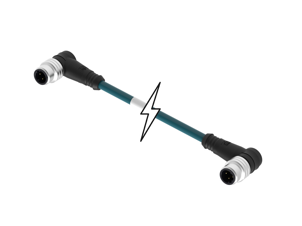 MOLEX 1201080172 Micro-Change (M12) Double-Ended Cordset, 4 Poles, D-Coded, Male (90°) to Male (90°), 24 AWG, Teal TPE Cable, 10.0m (32.81') Length