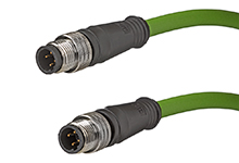 MOLEX 1201080199 Micro-Change (M12) Double-Ended Cordset, 4 Poles, D-Coded, Male (Straight) to Male (Straight), 22 AWG, Shielded PUR Cable, 2.0m (6.56') Length