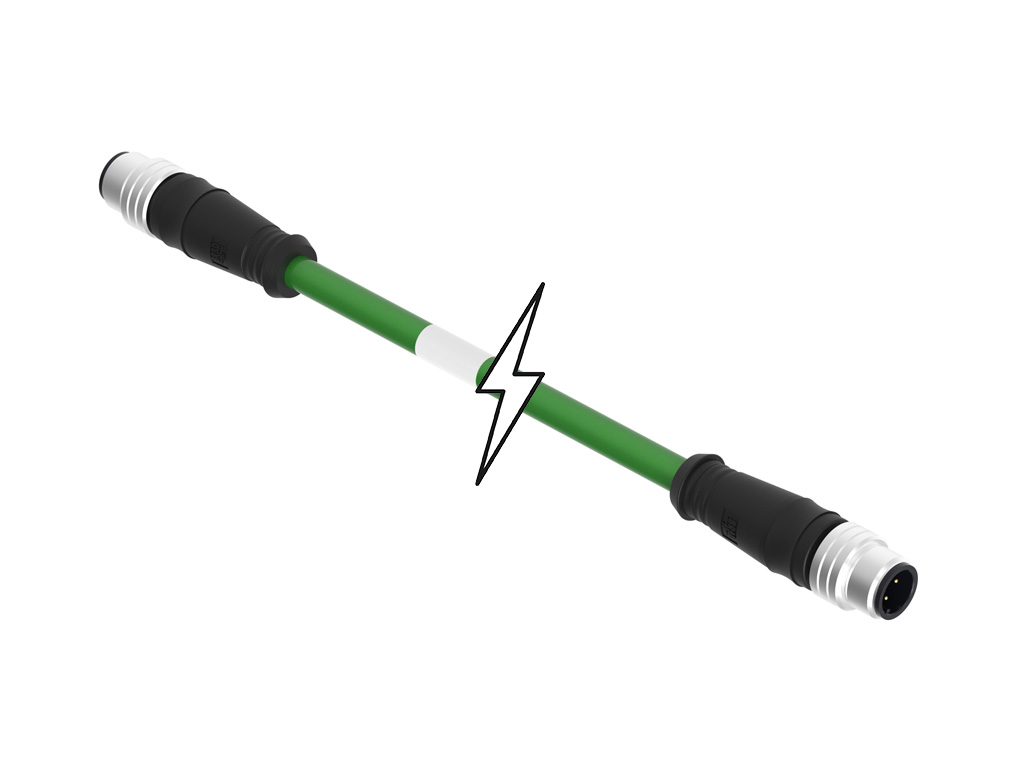 MOLEX 1201080241 Micro-Change (M12) Double-Ended Cordset, 4 Poles, D-Coded, Male (Straight) to Male (Straight), 22 AWG, Shielded PUR Cable, 8.0m (26.25') Length