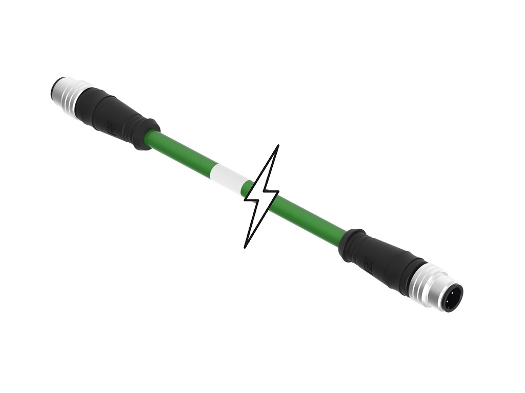 MOLEX 1201080245 Micro-Change (M12) Double-Ended Cordset, 4 Poles, D-Coded, Male (Straight) to Male (Straight), 22 AWG, Shielded PUR Cable, 14.0m (45.93') Length