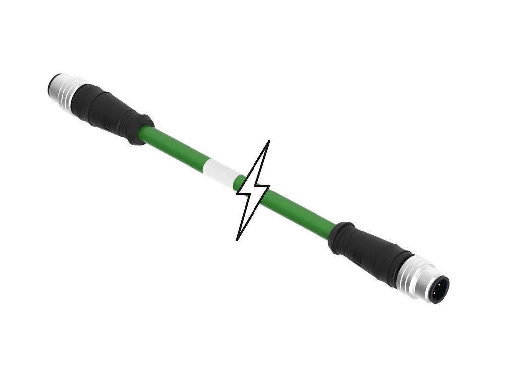 MOLEX 1201080246 Micro-Change (M12) Double-Ended Cordset, 4 Poles, D-Coded, Male (Straight) to Male (Straight), 22 AWG, Shielded PUR Cable, 15.0m (49.21') Length