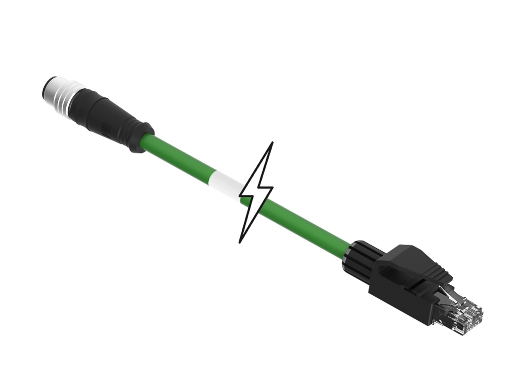 MOLEX 1201080264 Micro-Change (M12) Double-Ended Cordset, 4 Poles, D-Coded, Female (Straight) to Male RJ-45, Cable, 22 Shielded PUR Cable, 1.0m (3.28') Length