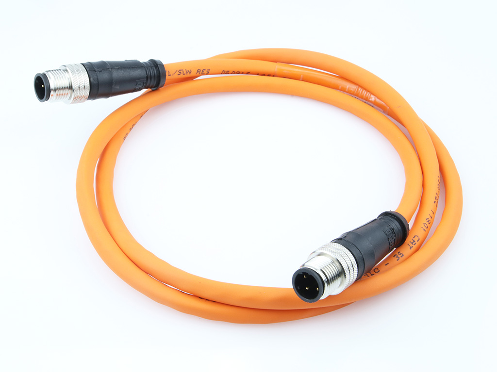 MOLEX 1201080303 Micro-Change (M12) Double-Ended Cordset, 4 Poles, D-Coded, Male (Straight) to Male (Straight), 24 AWG, Orange TPE Cable, 1.0m (3.28' ) Length, 6.35mm (.250") Diameter