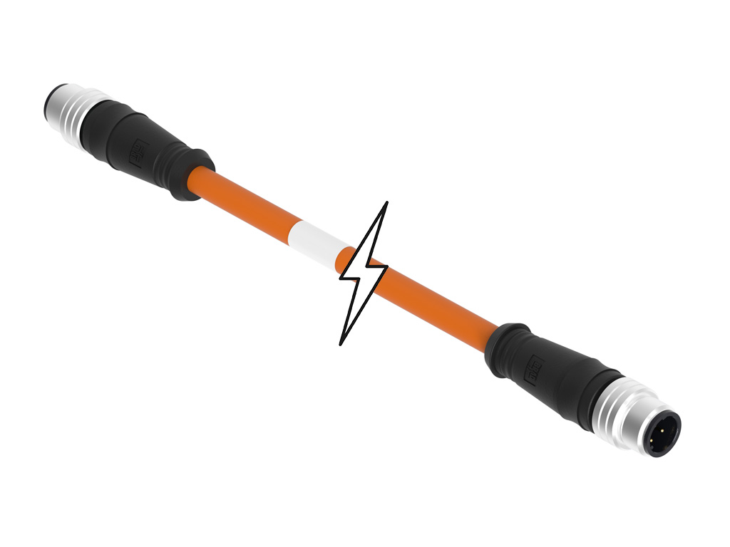 MOLEX 1201080308 Micro-Change (M12) Double-Ended Cordset, 4 Poles, D-Coded, Male (Straight) to Male (Straight), 24 AWG, Orange TPE Cable, 12.0m (39.37' ) Length, 6.35mm (.250") Diameter