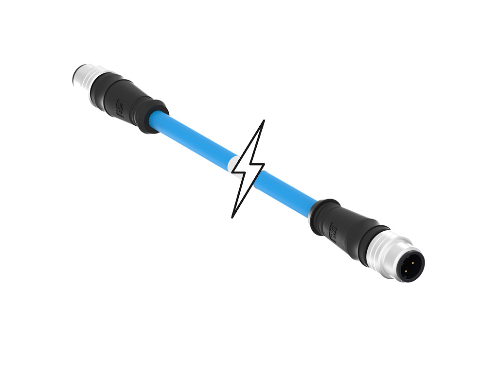 MOLEX 1201080363 Micro-Change (M12) Double-Ended Cordset, 4 Poles, D-Coded, Male (Straight) to Male (Straight), 24 AWG, Blue TPE Cable, 35.0m (114.83' ) Length, 6.99mm (.275") Diameter