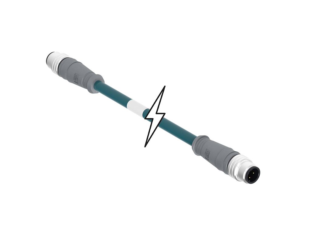 MOLEX 1201080408 Micro-Change (M12) Double-Ended Cordset, 4 Poles, D-Coded, Male (Straight) to Male (Straight), 26 AWG, Shielded TPE Cable, 0.30m (11.81") Length, 6.00mm (.236") Diameter, Teal