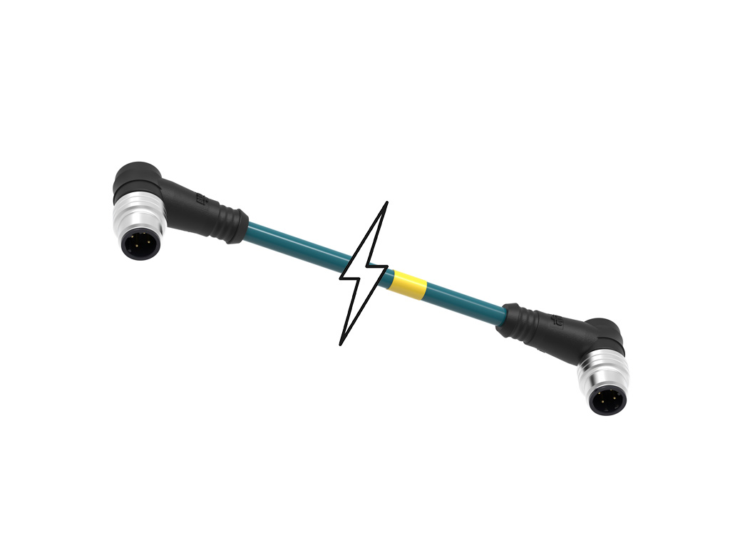 MOLEX 1201080689 Micro-Change (M12) Double-Ended Cordset, 4 Poles, D-Coded, Male (90°) to Male (90°), 24 AWG, Teal TPE Cable, 0.30m (11.81") Length