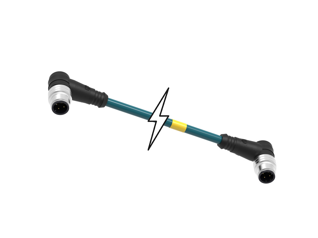 MOLEX 1201080700 Micro-Change (M12) Double-Ended Cordset, 4 Poles, D-Coded, Male (90°) to Male (90°), 24 AWG, Teal TPE Cable, 42.0m (137.80') Length