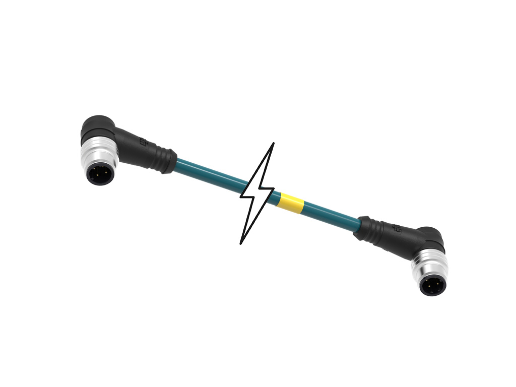 MOLEX 1201080708 Micro-Change (M12) Double-Ended Cordset, 4 Poles, D-Coded, Male (90°) to Male (90°), 24 AWG, Teal TPE Cable, 76.0m (249.34') Length