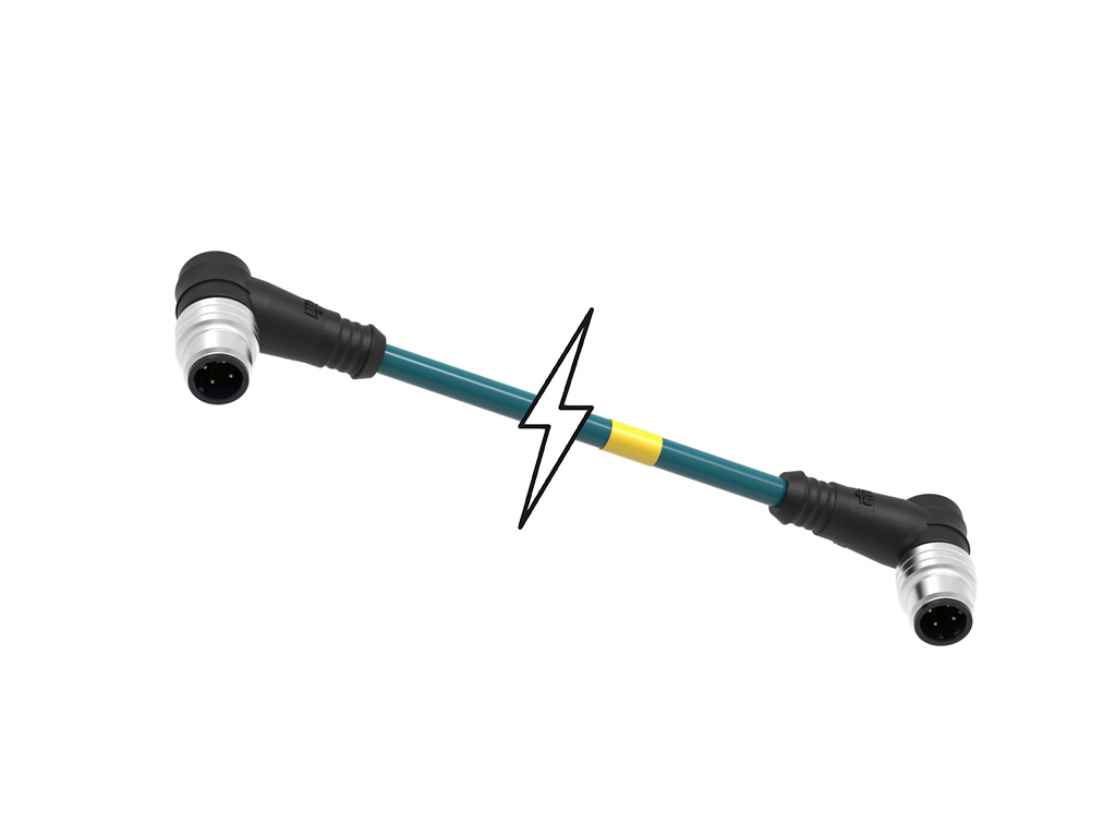 MOLEX 1201080709 Micro-Change (M12) Double-Ended Cordset, 4 Poles, D-Coded, Male (90°) to Male (90°), 24 AWG, Teal TPE Cable, 80.0m (262.40') Length