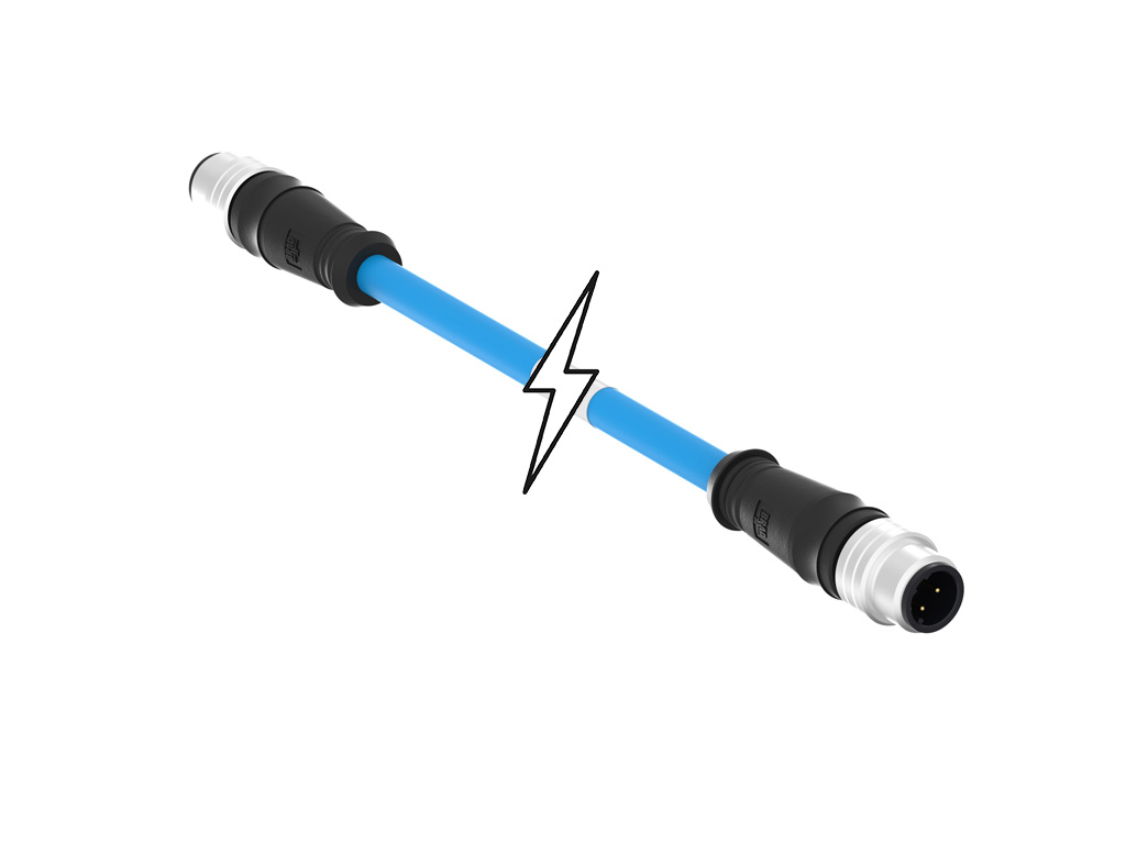 MOLEX 1201088133 Micro-Change (M12) Double-Ended Cordset, 4 Poles, D-Coded, Male (Straight) to Male (Straight), 24 AWG, Blue TPE Cable, 5.0m (16.40' ) Length, 6.99mm (.275") Diameter