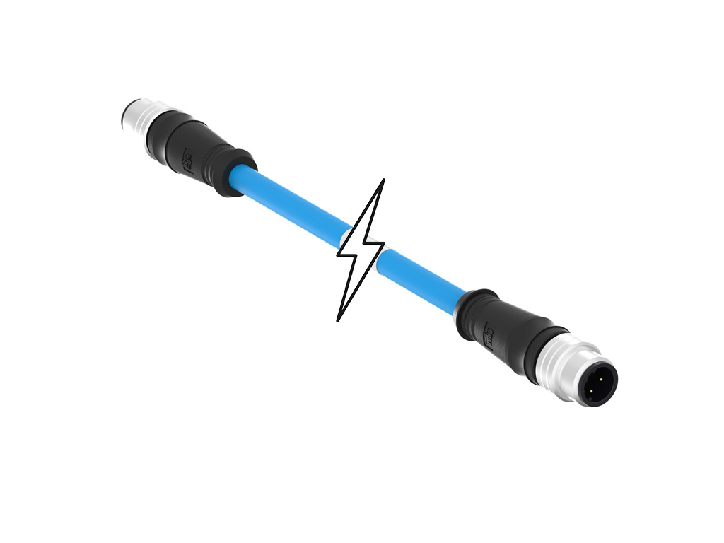 MOLEX 1201088138 Micro-Change (M12) Double-Ended Cordset, 4 Poles, D-Coded, Male (Straight) to Male (Straight), 24 AWG, Blue TPE Cable, 10.0m (32.81' ) Length, 6.99mm (.275") Diameter