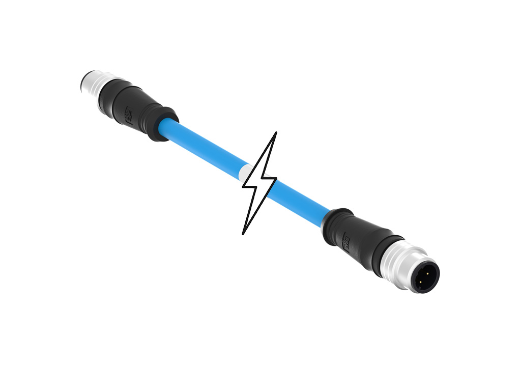 MOLEX 1201088139 Micro-Change (M12) Double-Ended Cordset, 4 Poles, D-Coded, Male (Straight) to Male (Straight), 24 AWG, Blue TPE Cable, 12.0m (39.37' ) Length, 6.99mm (.275") Diameter