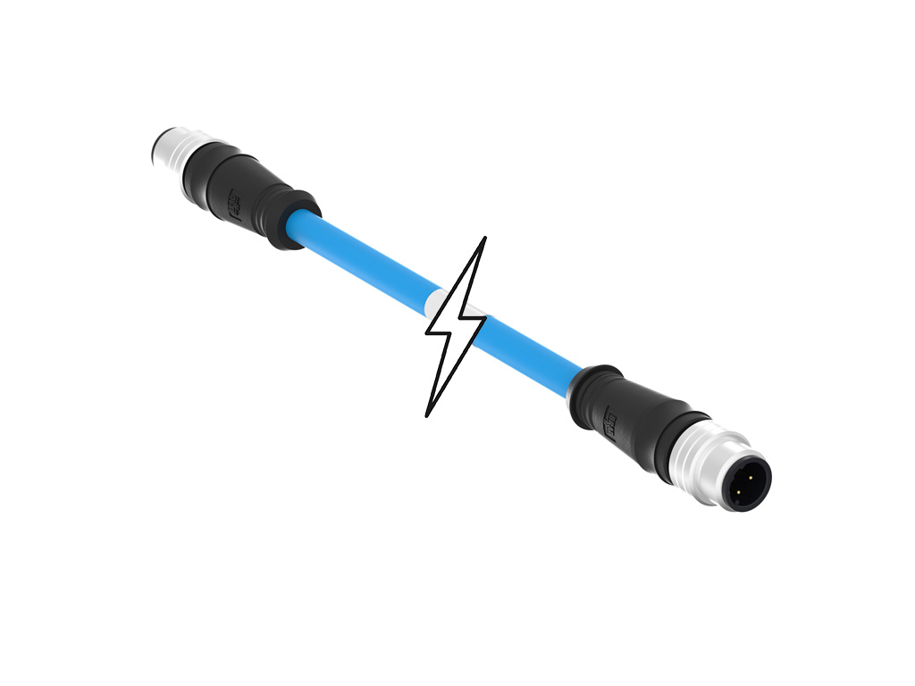 MOLEX 1201088141 Micro-Change (M12) Double-Ended Cordset, 4 Poles, D-Coded, Male (Straight) to Male (Straight), 24 AWG, Blue TPE Cable, 15.0m (49.21' ) Length, 6.99mm (.275") Diameter