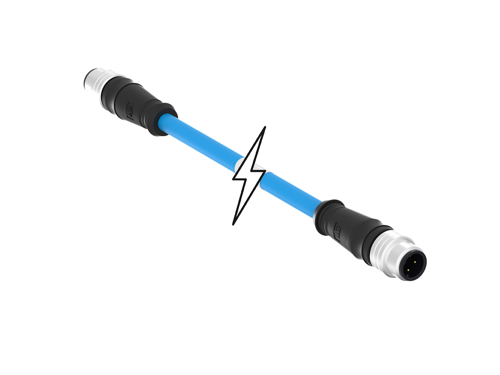 MOLEX 1201088145 Micro-Change (M12) Double-Ended Cordset, 4 Poles, D-Coded, Male (Straight) to Male (Straight), 24 AWG, Blue TPE Cable, 30.0m (98.40' ) Length, 6.99mm (.275") Diameter
