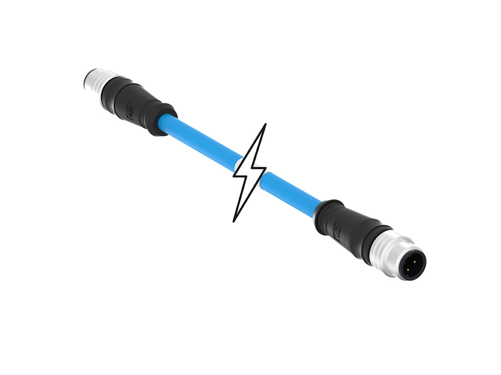 MOLEX 1201088147 Micro-Change (M12) Double-Ended Cordset, 4 Poles, D-Coded, Male (Straight) to Male (Straight), 24 AWG, Blue TPE Cable, 50.0m (164.04' ) Length, 6.99mm (.275") Diameter
