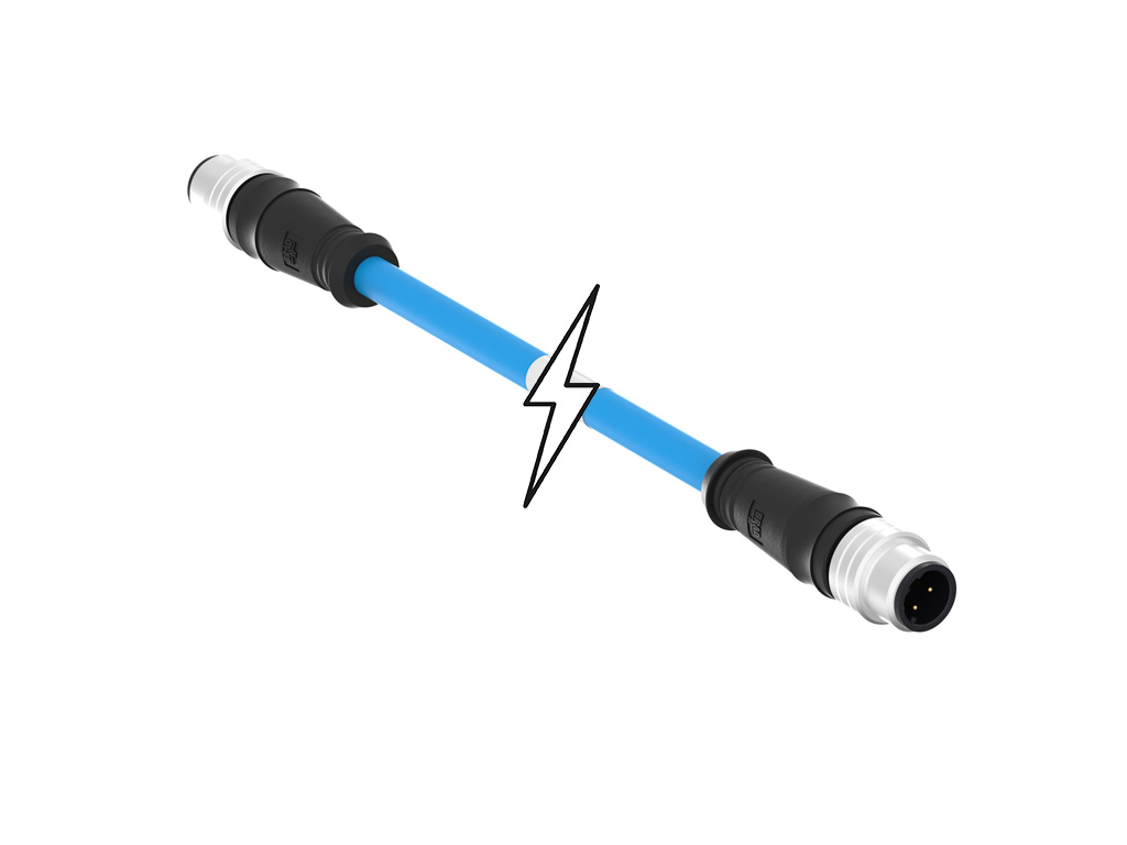 [1201088181] MOLEX 1201088181 Micro-Change (M12) Double-Ended Cordset, 4 Poles, D-Coded, Male (Straight) to Male (Straight), 24 AWG, Blue TPE Cable, 0.50m (1.64' ) Length, 6.99mm (.275") Diameter