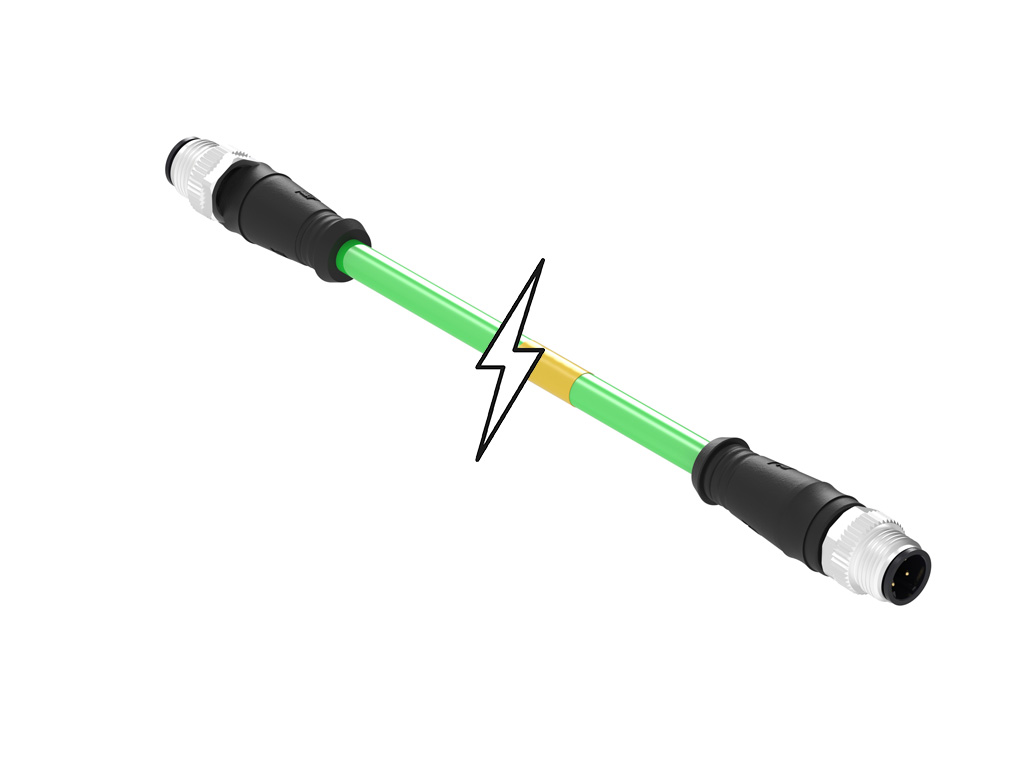 MOLEX 1201088304 Micro-Change (M12) Double-Ended Cordset, 4 Poles, D-Coded, Male (Straight) to Male (Straight), Green TPU WSOR Cable, 22 AWG, 1.0m (3.28') Length