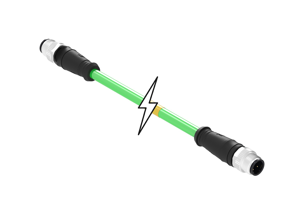 MOLEX 1201088308 Micro-Change (M12) Double-Ended Cordset, 4 Poles, D-Coded, Male (Straight) to Male (Straight), Green TPU WSOR Cable, 22 AWG, 5.0m (16.40') Length