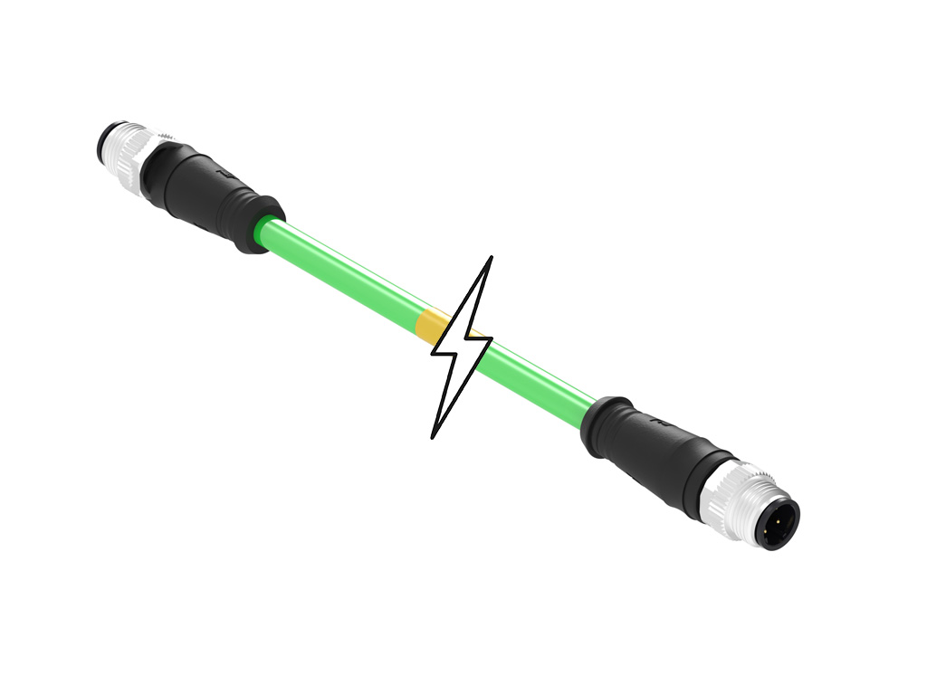 MOLEX 1201088311 Micro-Change (M12) Double-Ended Cordset, 4 Poles, D-Coded, Male (Straight) to Male (Straight), Green TPU WSOR Cable, 22 AWG, 10.0m (32.81') Length